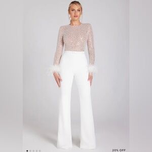 NADINE MERABI Amelia White Jumpsuit